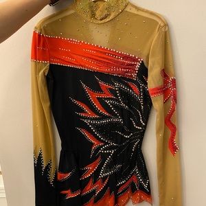 Beautiful red and black Swarovski crystal leotard rhythmic gymnastics